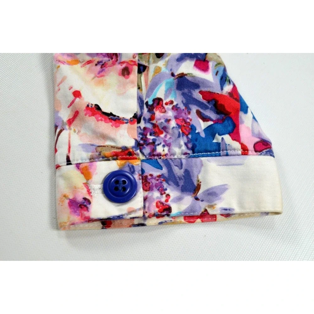 Coldwater Creek Jacket Women's Size 4 Multicolor Floral 3/4 Sleeve Button Front‎